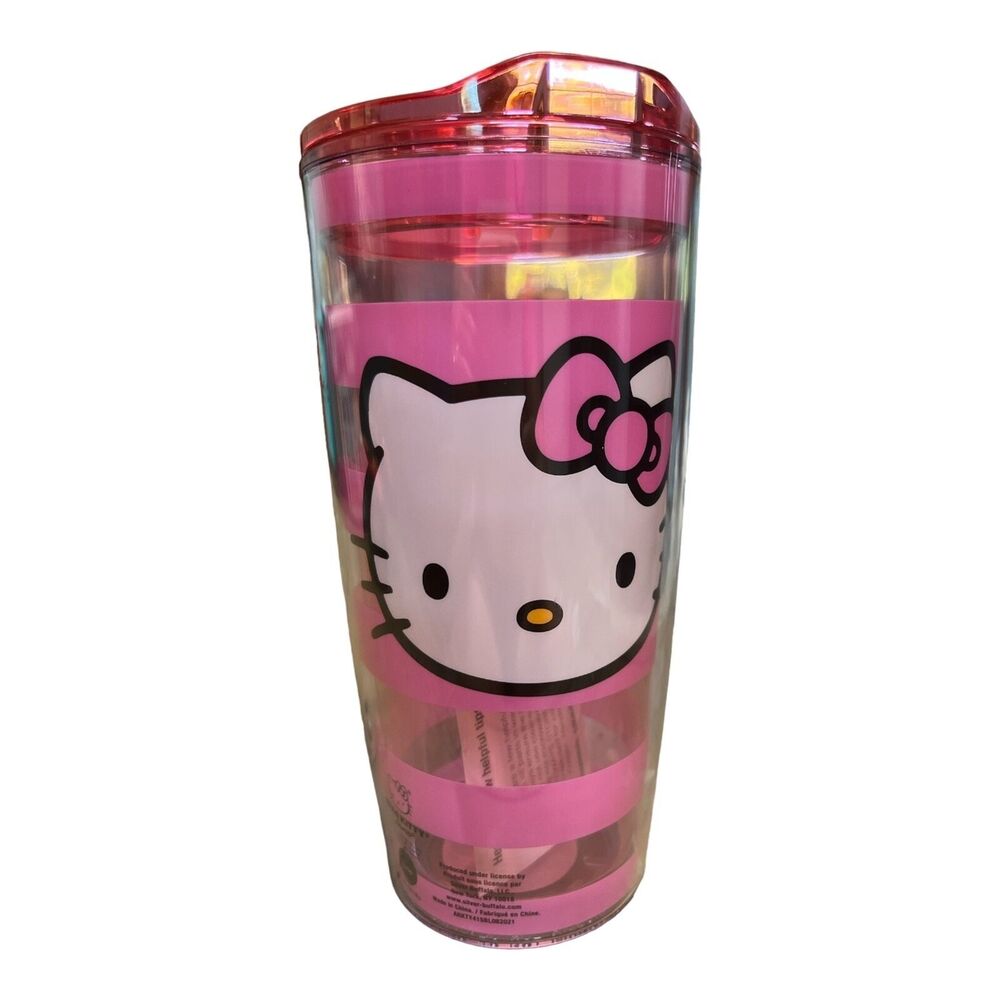 Hello Kitty Pink 20 oz Plastic Travel Tumbler - NEW